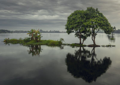 Scenic view of lake against sky