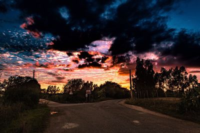 Scenic view of dramatic sky during sunset