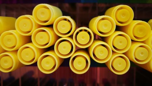 Directly above shot of yellow candies on table