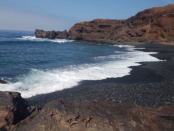 Scenic view of sea against clear sky