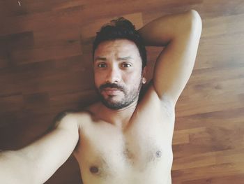 High angle portrait of young man