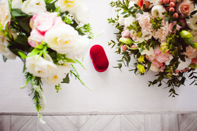 Close-up of bouquet of flowers on table