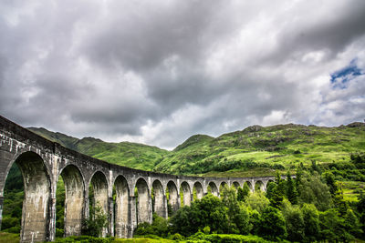 Glenfinnan viaduct arch bridge against the sky