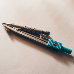 High angle view of pen on table