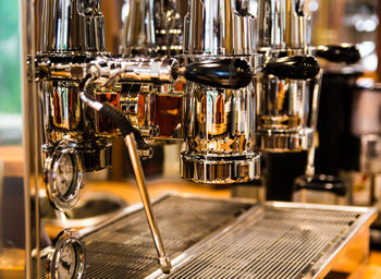 Close-up of machinery at bar