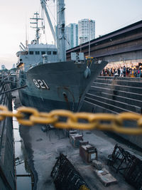 Panoramic view of people in city