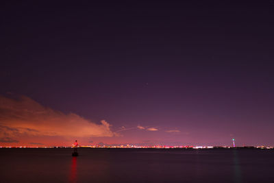 Scenic view of sea against sky at night