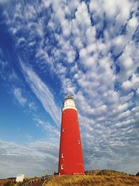 Lighthouse by sea against sky