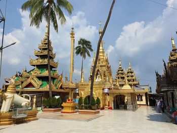 Panoramic view of temple building against sky