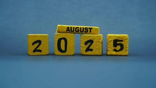Close-up of toy blocks on table