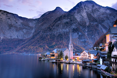 Scenic view of mountain village in austria