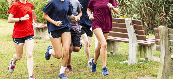 Low section of people on grassland