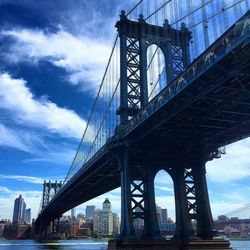 Low angle view of suspension bridge