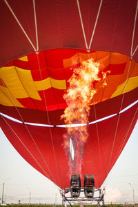 Low angle view of hot air balloons