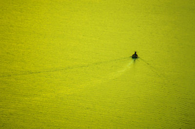 High angle view of person boat in sea