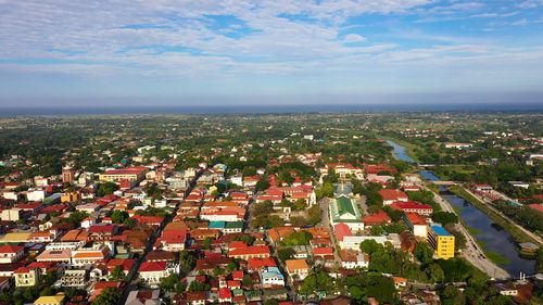Cityscape in asia, aerial view. vigan city on luzon island. landscape with streets and houses.