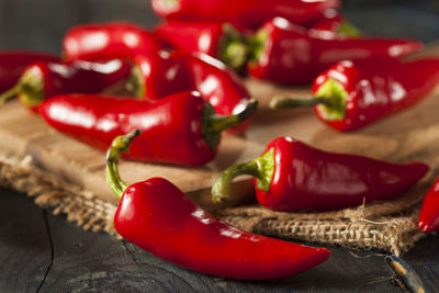 Close-up of bell peppers on table