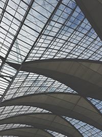 Low angle view of skylight in building