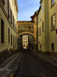 Empty alley amidst houses in town