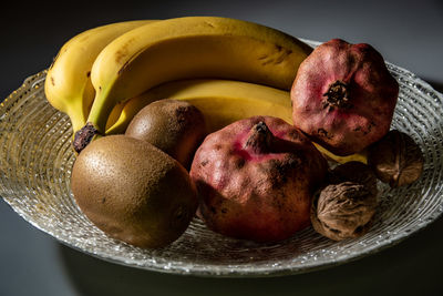 Close-up of fruits in plate