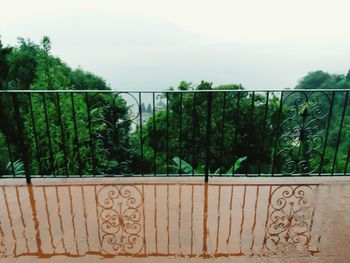 View of railing and bridge against sky