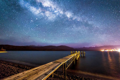 Scenic view of sea against sky at night