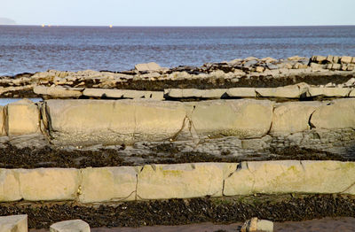 Scenic view of sea against clear sky