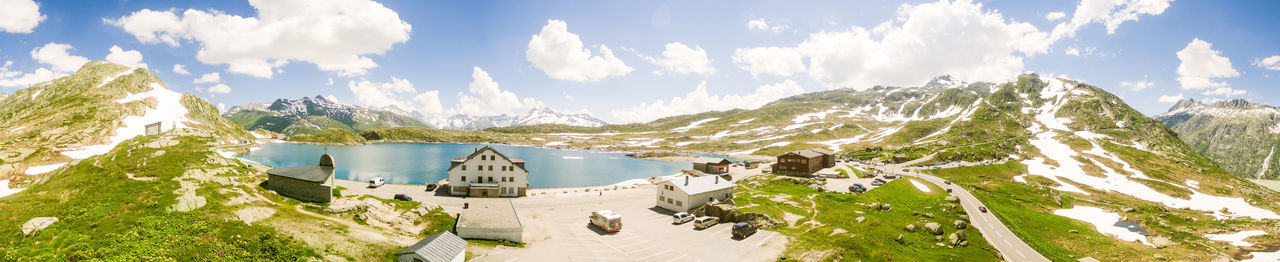 Panoramic view of dam against sky