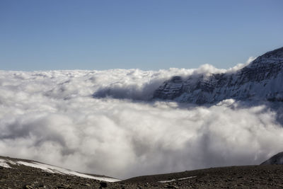 View of clouds over mountain