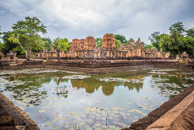 Reflection of temple in pond