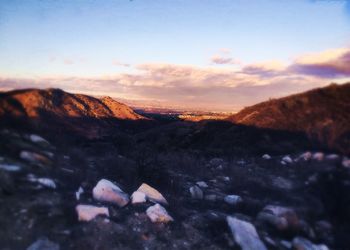 Scenic view of mountains against sky