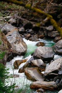 Close-up of rocks in water