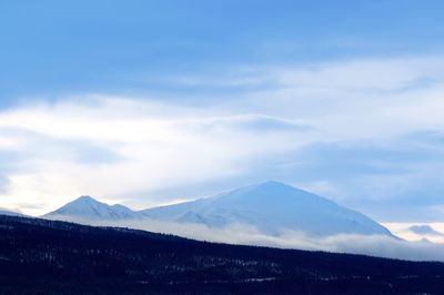 Scenic view of mountain against sky during winter