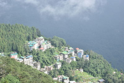 High angle view of buildings in city