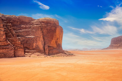 Red sands and mountains of wadi rum desert, jordan