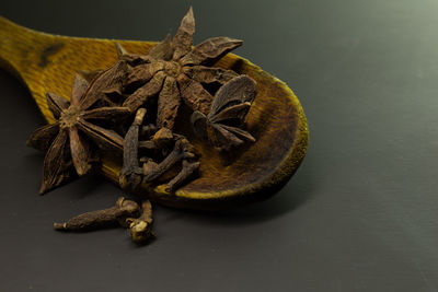 Close-up of dried fruits on table