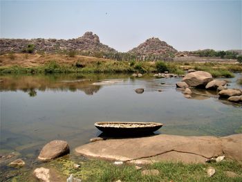 Scenic view of lake against clear sky