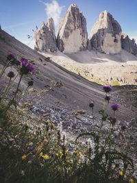 Scenic view of rocky mountains against sky