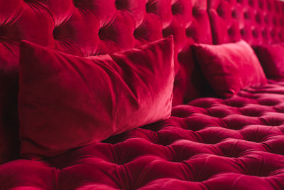 Velour surface of sofa close-up