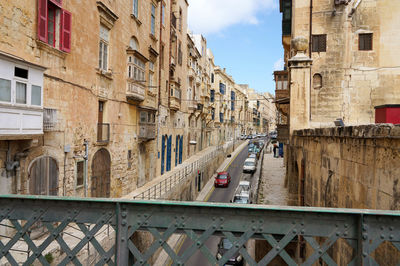 Valletta old town view from iron bridge, malta