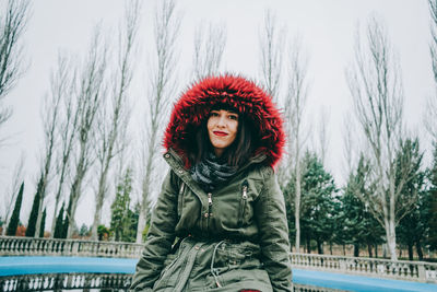 Portrait of young woman in winter