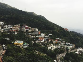 High angle view of residential district