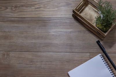 High angle view of pen on table