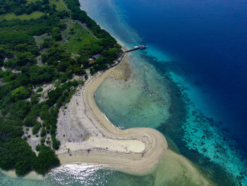 Menjangan island, west bali national park, indonesia. aerial footage taken with drone.