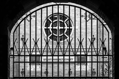 Low angle view of glass window in building