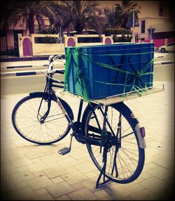 Bicycle parked in parking lot