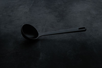 High angle view of black coffee on table