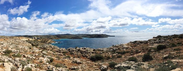 Scenic view of sea against cloudy sky