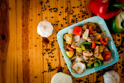 High angle view of food on table