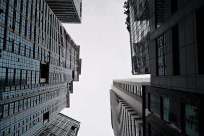 Low angle view of buildings against clear sky